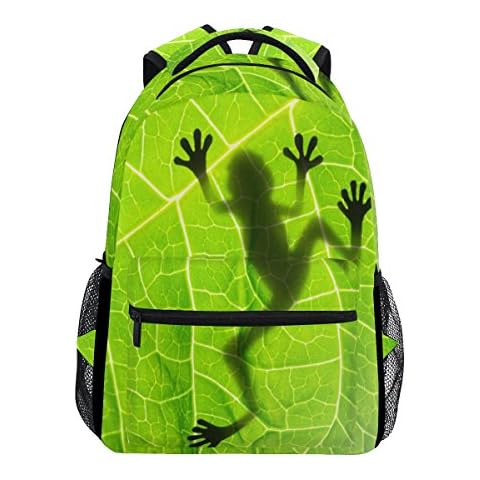 TropicalLife Amazon Rainforests Green Tree Frog Backpacks Bookbag Shoulder School Computer Hiking Gym Travel Casual Travel Daypack Cover