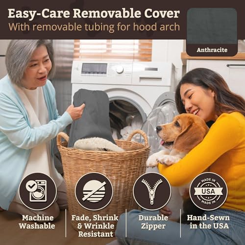 Image of Snoozer Rectangle Cozy Cave Dog Bed, Hooded Dog Bed, Anthracite (M)