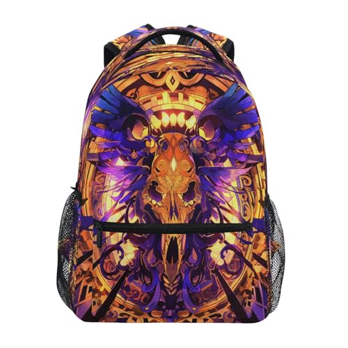 Sac à dos scolaire tête de mort abstrait pour filles et garçons au design stylé et unique