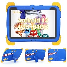 C idea Android 13 Kids Tablet,10.1 inchTablet for Kids,Children Tablet 4GB RAM+64GB ROM1TB TF, FHD IPS Screen,Pre-intalled IWAWA,6000mAh Battery,5G WiFi|Great Gift for ToddlerBlue