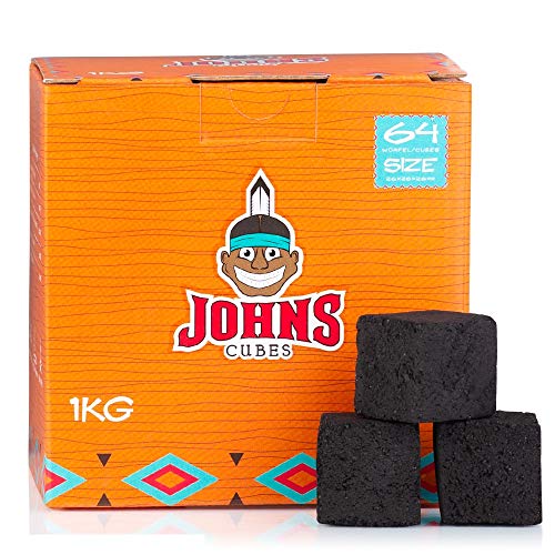 Johns Cubes Shisha Kohle 26er Naturkohle aus 100% Kokosnussschalen – 1 kg für Shisha & BBQ/Grill