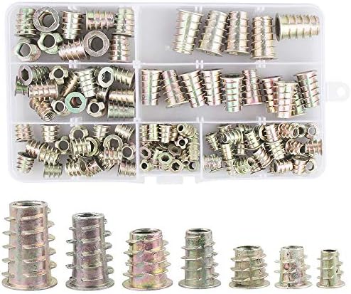 Dadabig 120 PCS Zinc Alloy Furniture Hex Socket Screw Insert, M4 M5 M6 M8 M10 Threaded Insert Nut Assortment Tool Kit for Wood Furniture with Plastic Box