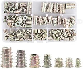 Dadabig 120 PCS Zinc Alloy Furniture Hex Socket Screw Insert, M4 M5 M6 M8 M10 Threaded Insert Nut Assortment Tool Kit for Wood Furniture with Plastic Box