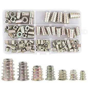 Dadi A Inserto Filettato M6x15mm QWORK - 100 Pezzi, Acciaio Zincato, Per Mobili In Legno, Armadi, Divani