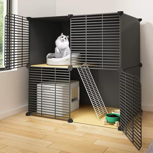 Cage d'intérieur pour chat spacieuse enclos lapins 75x39x73cm
