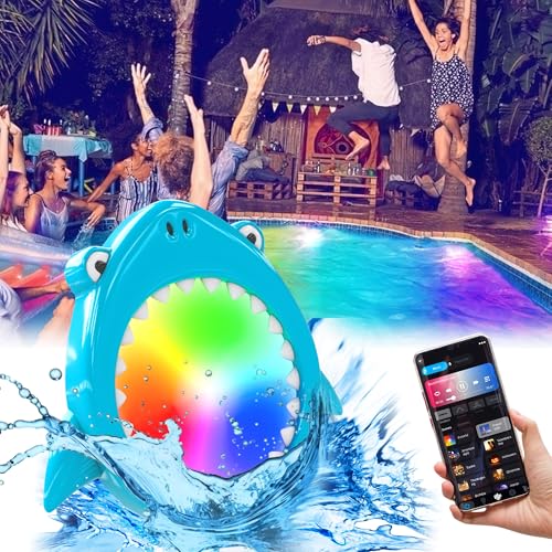 ASLONG Led Pool Lights for Inground Pools Smart RGB Dimmable Underwater Submersible Lights with APP Control, IP68 Waterproof 12V for Swimming Pool Spa Light, Hot Tub - Shark, 26.2FT Cord