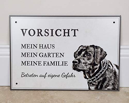 ZAUBERBILD Hundeschild Warnung | Labrador 'Mein Haus' | Warnschild Vorsicht Hund | 25x17cm Alu