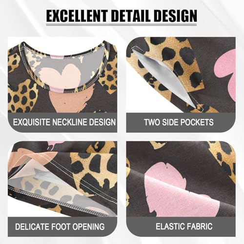 ALAZA Leopard Love Heart Pajamas Short Sleeve 2 Piece Sleepwear Top and Bottom Pajama Set Unisex4