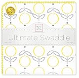SwaddleDesigns Large Receiving Blanket, Ultimate Swaddle for Baby Boys, Girls, Softest US Cotton Flannel, Best Shower Gift, Made in USA, Yellow Lolli Fleur (Mom's Choice Award Winner)