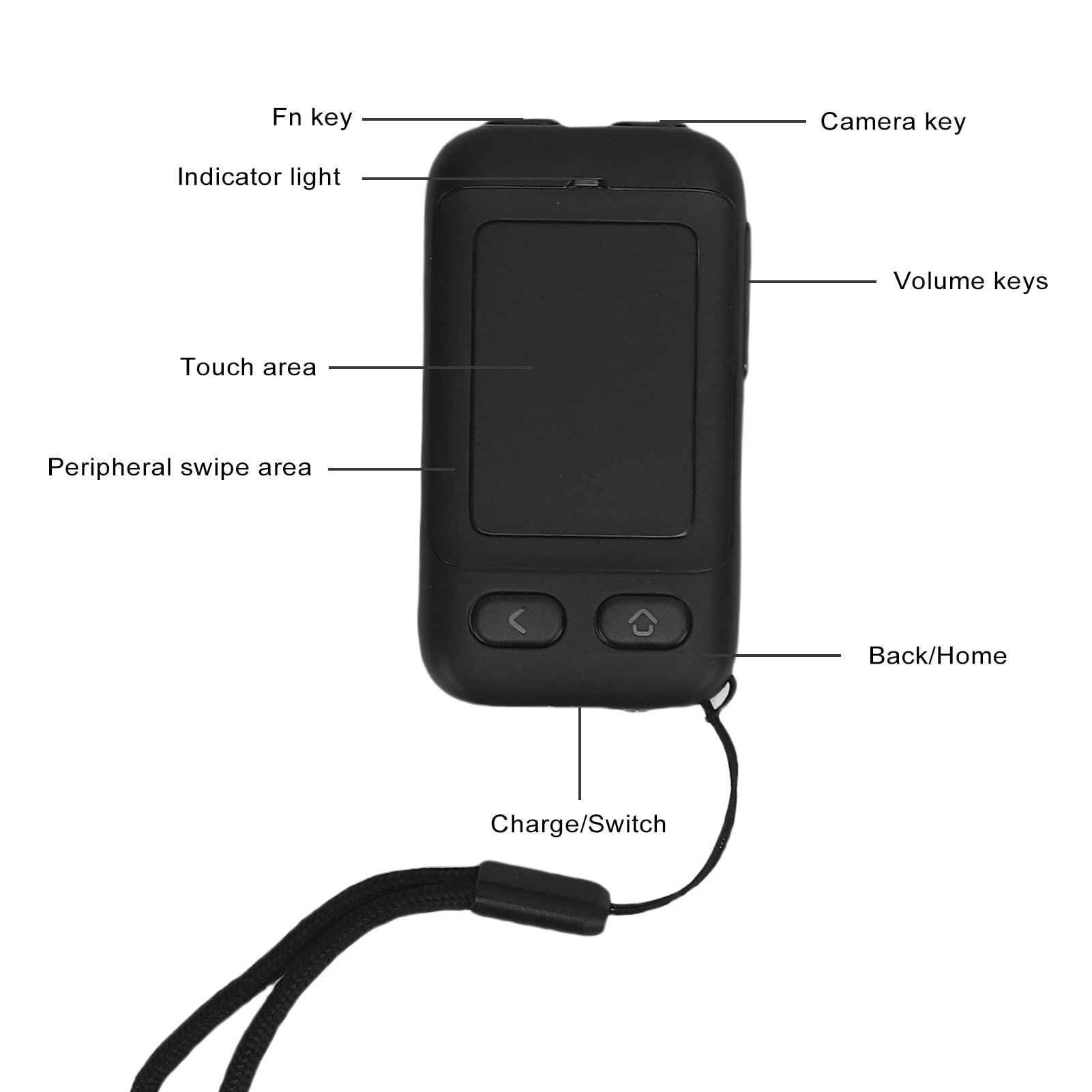 2 Key Bluetooth -Fernbedienung, Drahtlose Kamera -Verschluss und Page Turner mit 20 -tägiger für Android -Telefon -Tablet -Präsentation (Black)