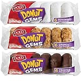 Dolly Madison Donut Gems Mini Donuts Variety Pack Bundled by Tribeca Curations Compare to Hostess Donettes | Crunch, Frosted, Powdered | 12-Pack (72 Total Donuts)