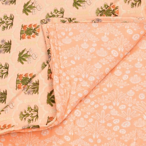 Image of Home Ecstasy 100% Cotton Mulmul Reversible Dohar for Double Bed 210 GSM (86 x 88 inches), Peach