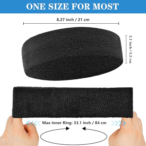 Image of 4 Pack Sweatbands Sports Headband for Men and Women, Moisture Wicking Athletic Workout Headband for Running, Tennis, Basketball, Yoga, Gym Stretchy Unisex Sweatband