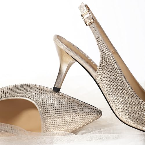 Image of NUMALEO Slingback Heels for Women Pointed Close Toe Kitten Heels Patent Pumps Dress Party Comfy Heeled Sandals Stiletto 2.5 Inch Dress Shoes