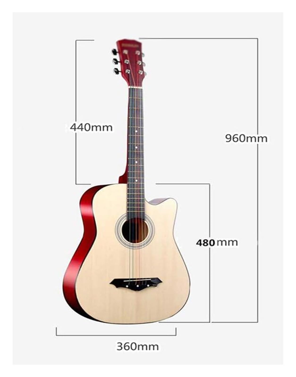 Klassische Gitarre Mit Stahlsaiten, 38 Zoll (96,5 Cm), Anfänger-Gitarrenset Mit Gigbag, Saiten, Plektren, Tragbare Reisegitarre, 10 Farben(A)