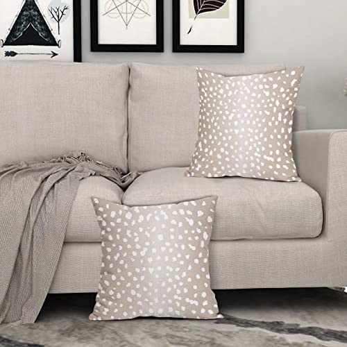 Antelope Pillow Covers 18 X 18 Inches Set Of 2 Soft Linen Square Faux Fawn Wild Animal Print Throw Pillow Cover For Couch Sofa Cushion Cover Home Bed Living Room,Beige And White #TOP6