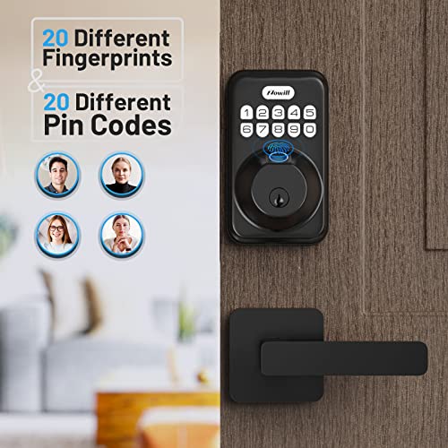 image for Zowill Fingerprint Door Lock, Keypad Door Lock with 2 Handles, Keyless