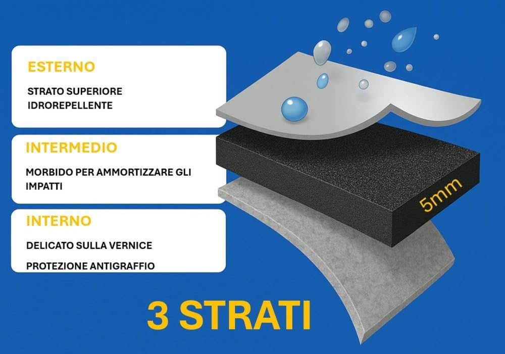 GEV telo antigrandine auto standard xxl– Copertura Impermeabile Antigraffio per Parabrezza, Tetto e Cofano – Protezione da Grandine, Pioggia, Neve e Raggi UV 575 * 120 * 203 cm