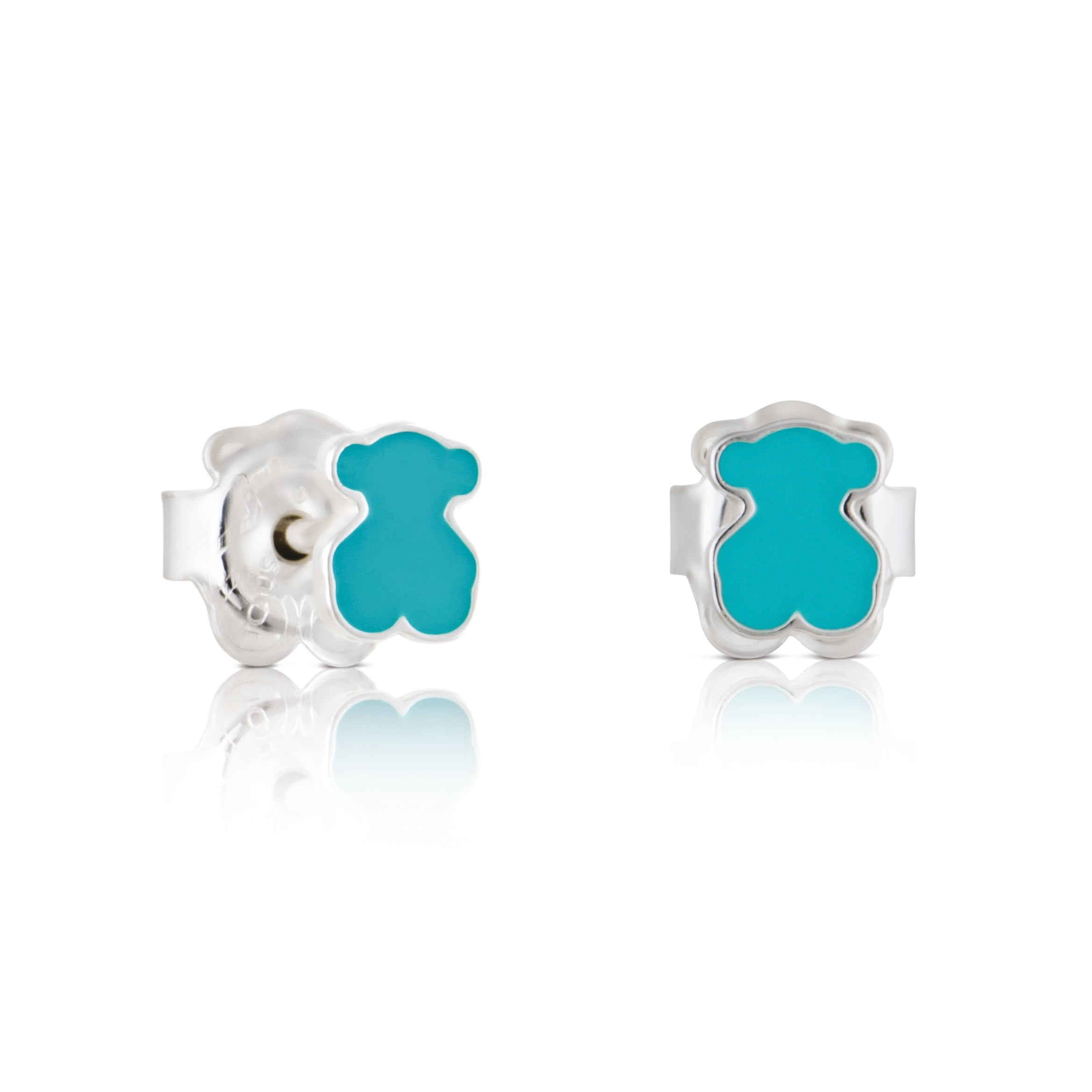 TOUS Pendientes de Plata de Primera Ley para Mujer con Motivo Oso de 0.6 cm y Cierre de Presión, Simple y Versátil, Colección Muffin