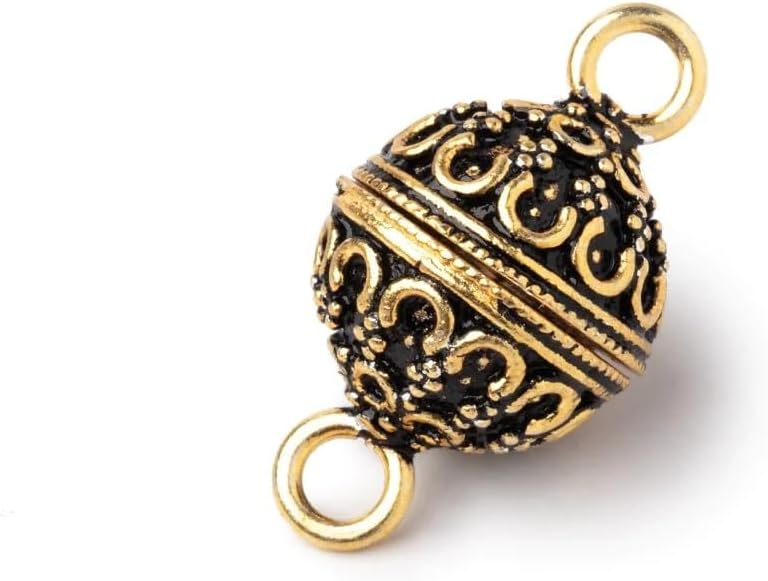 14mm Antiqued 22kt Gold Plated Persian Design Magnetic Clasp 1 Piece