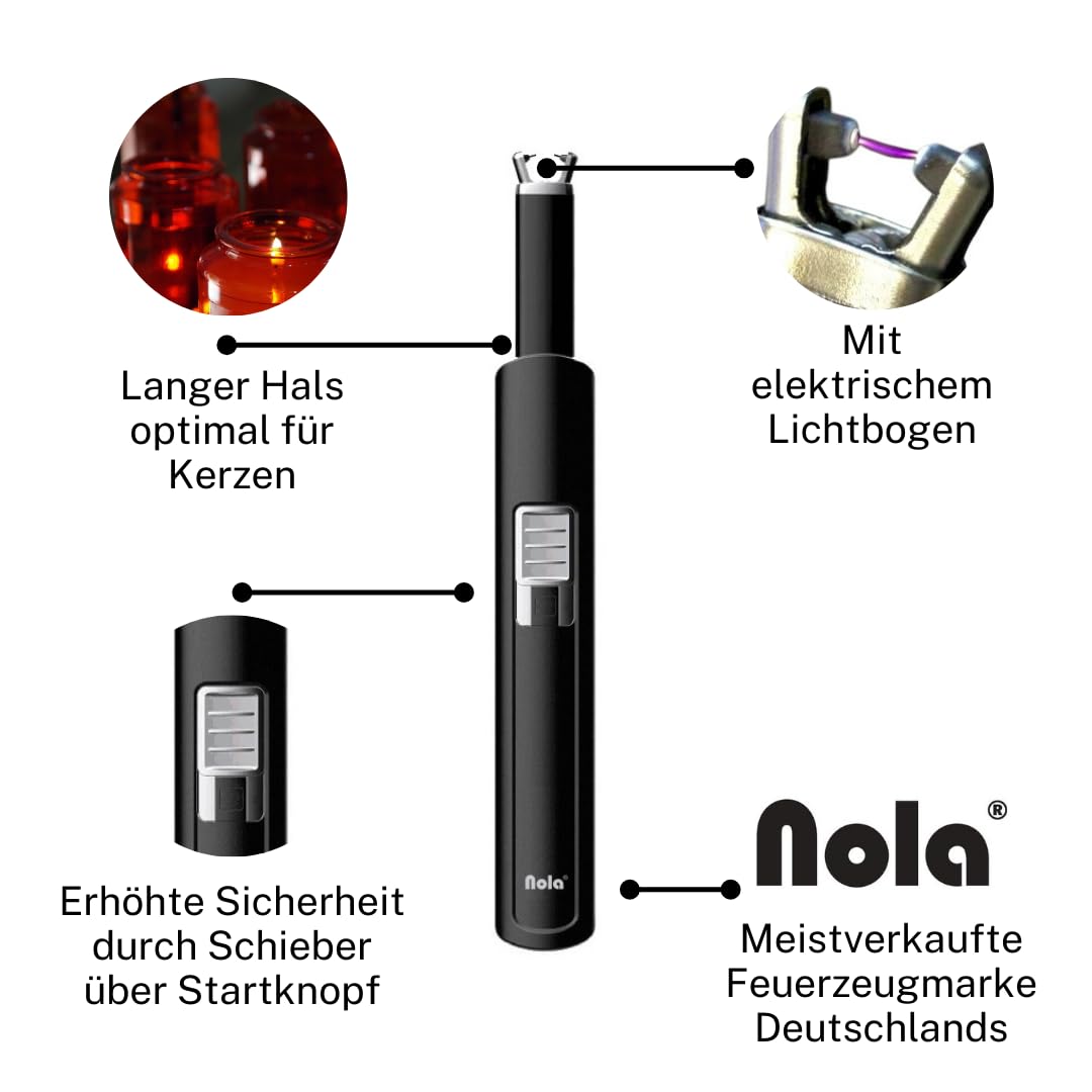 Nola LichtBogen 581 - Accendino Elettrico Ricaricabile USB Ad Arco, Con Cavo, Antivento, Per Candele - 2