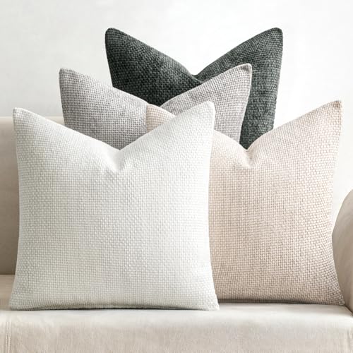 Image of MIULEE Pack of 4 Couch Throw Pillow Covers 18x18 Inch Gray Soft Decorative Chenille Pillow Covers Farmhouse Accent Cushion Covers for Boho Home Decor Sofa Bedroom Living Room