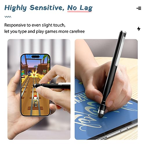 MoKo 4 PZS Lápiz Táctil Capacitiva Universal, Digitales Stylus Pen con Consejos de Fibra para Apple iPad/iPad Mini/Air/Pro, iPhone, Kindle, Samsung Galaxy, Tableta Android/iOS - Negro - imagen 4