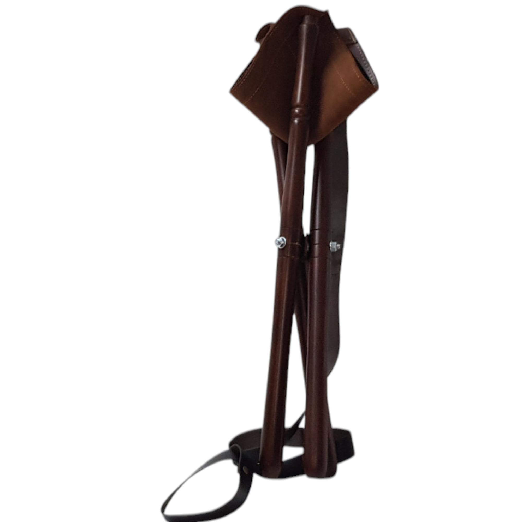 Silla para perdigón, Patas de Madera y culera de Cuero, con Correa para el Transporte (50CM)