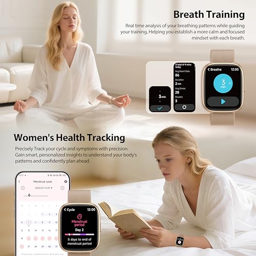 Image of Smart Watch for Women with Alexa Built-in, 1.83 inch HD Touchscreen Fitness Tracker with Bluetooth Calls, Heart Rate /Sleep Monitor, 120+ Sports Fitness Watch, IP68 Waterproof Smartwatch for Android iOS