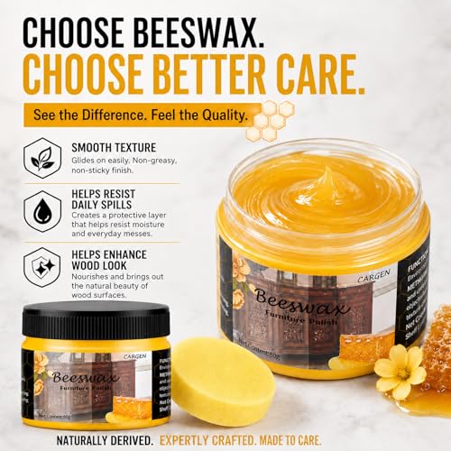 Image of CARGEN 3PCS Beeswax Wood Polish - Beeswax Furniture Polish | Restores Aged Furniture, Enhances Grain Depth Shine, Furniture Wax for Wood Cabinets, Tables, Furniture, Hardwood Surfaces