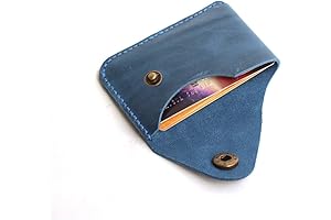 Genuine Leather Card Slots & Snap Button Closure Minimalist Magnetic Card Case...