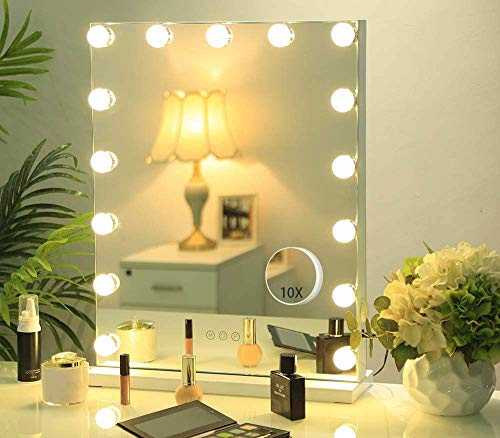 Hansong Large Vanity Makeup Mirror with Lights,Hollywood Lighted Dressing Tabletop Mirror or Wall