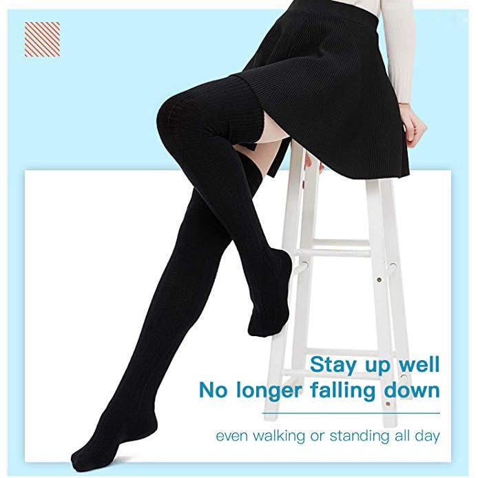 Chavda Wool Warm Thigh High Socks | Thick Knitted Thermal Woolen Over Knee Long Socks for Women Winter Wear | Soft Stretchy Knee High Leg Warmers for Girls & Ladies 4