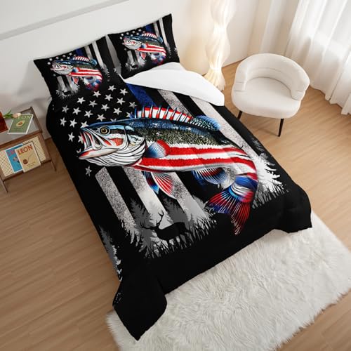 Parure de lit en microfibre douce motif drapeau americain lit dans un sac