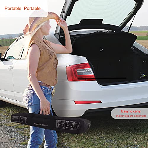 Image of SKERELL Projector Screen with Stand 120 inch Portable Projection Screen 16:9 4K HD Rear Front Projections Movies Screen with Carry Bag for Indoor Outdoor Home Theater Backyard Cinema Travel
