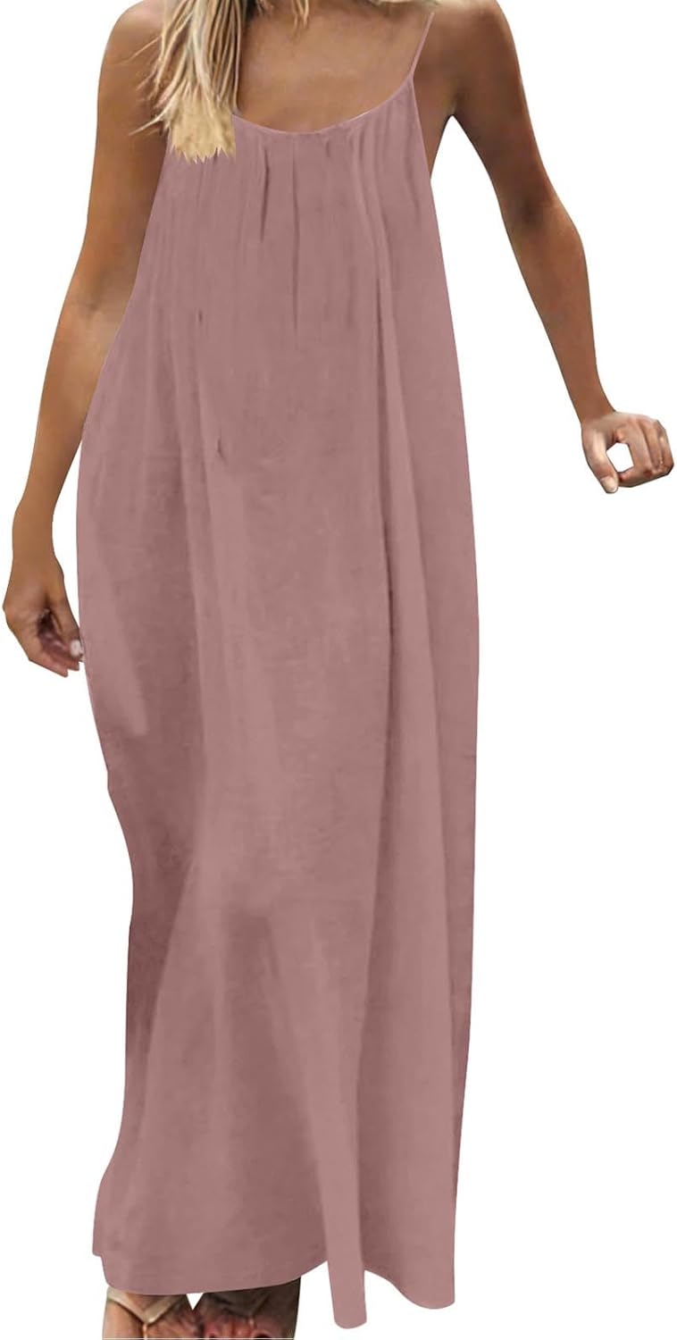 Backless Cami Dresses for Women Sleeveless Open Back Flowy Summer Maxi House Dress Beach Long Casual Sundresses 2026