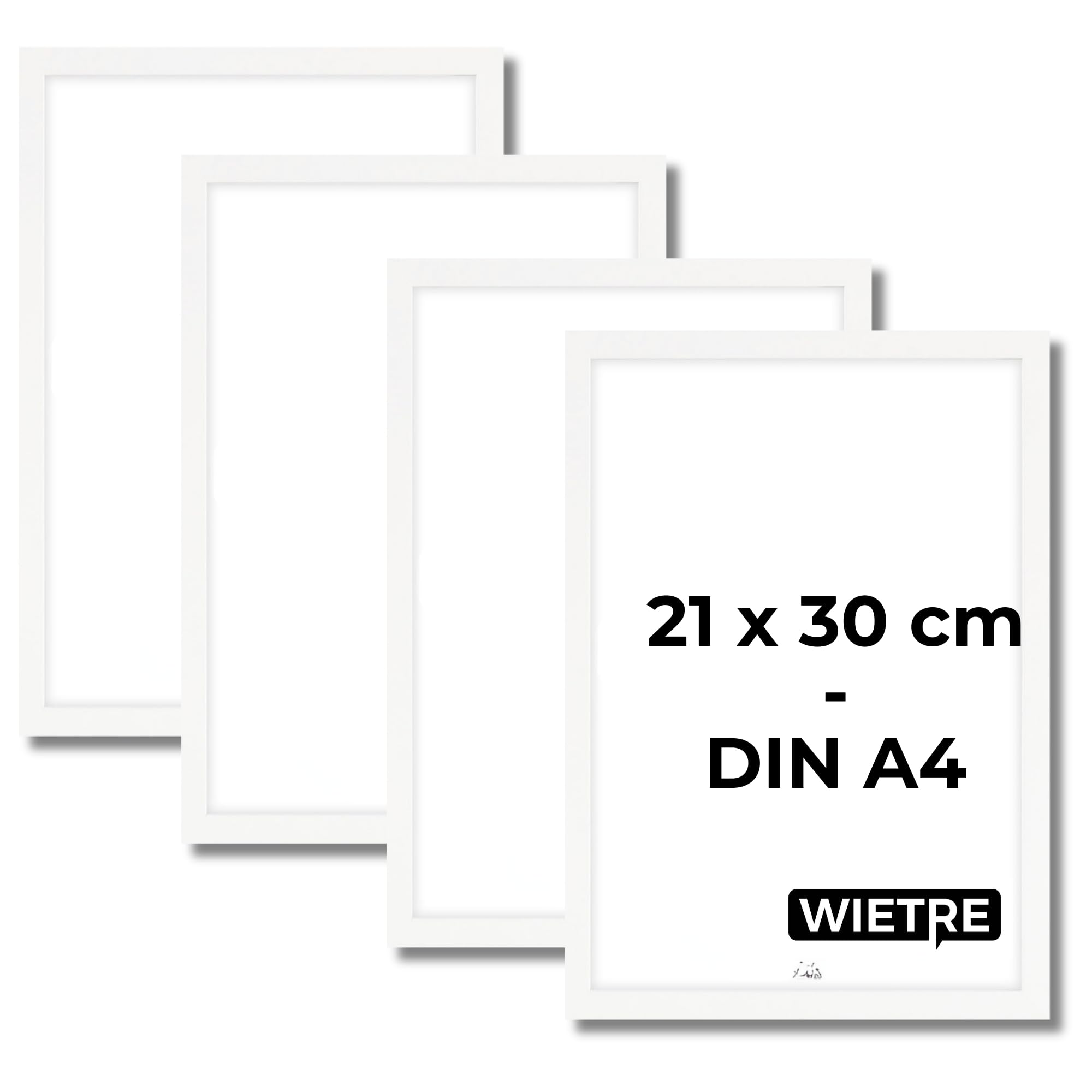 CABBEL confezione da due (2 pezzi) cornici DIN A4 21x30 in legno MDF bianco con vetro Plexi infrangibile