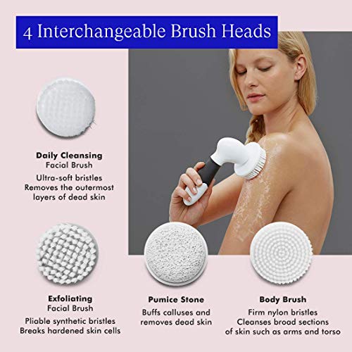 Vanity Planet Spin Body Brush (Bombshell Blue)- Complete Face & Body Scrub Spin Brush, Water-Resistant, Battery Operated With 4 Interchangeable Brush Heads - Thumbnail 5