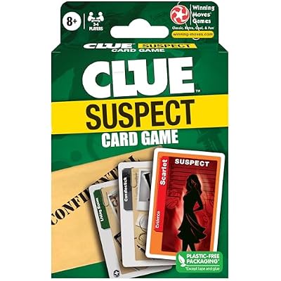 Clue Suspect Card Game - All The Fun of Clue - in Minutes!, Portable Card Game Edition of The Mystery Game Clue, for 3 to 4 Players, Ages 8+