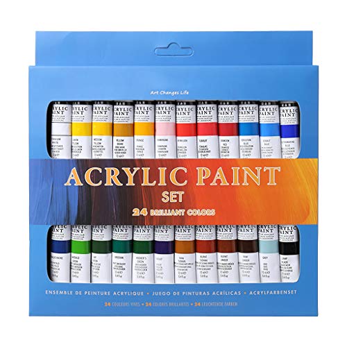 S-Trouble - Juego de 24 pinturas acrílicas de 12 ml para dibujar pintura pigmento pintado a mano para manualidades