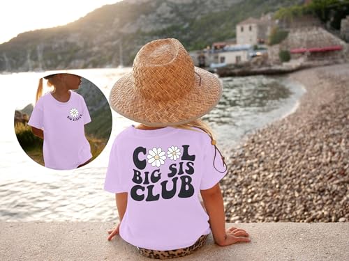 Image of LOTUCY Big Sister Shirt for Toddler Girls Cool Big Sis Club Tshirt Promoted to Big Sister Announcement Outfits