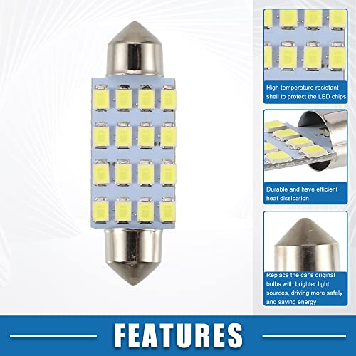 A Absopro 211 212 2835 Chipset 16-Smd 6000K 41Mm Car Led Bulb Interior Festoon Door Dome Map Trunk Cargo Courtesy Glove Box Light Bulbs Plastic Aluminum White Light (Set Of 10) #TOP2