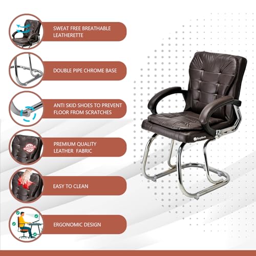 RATISON Stainless Steel Special Director Principal Manager Office Visitor Study Chair with Arm Rest with Double Pipe Frame and Cushioned Seat Back... - Image 7
