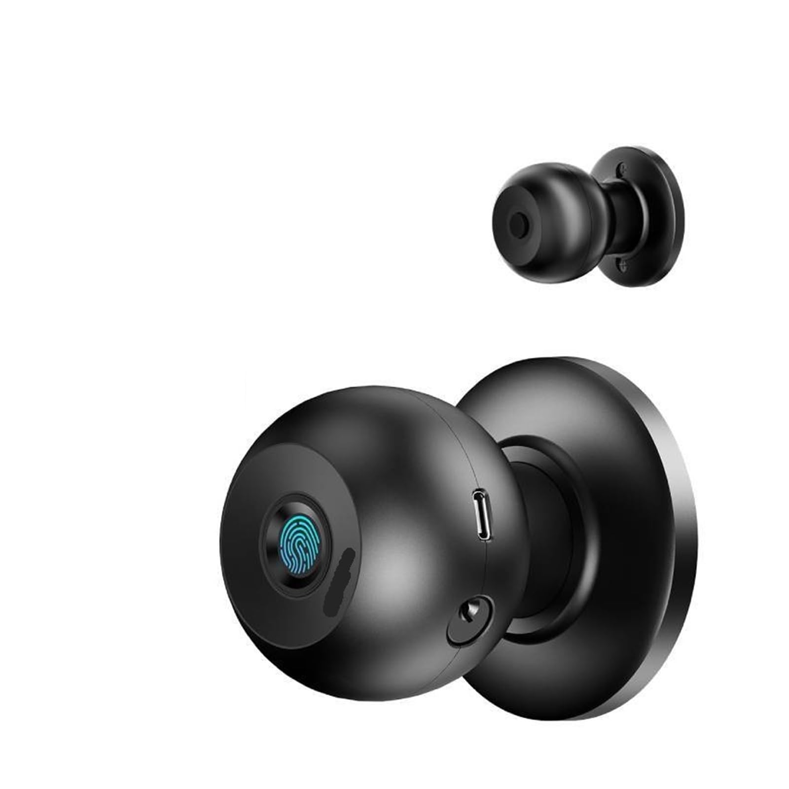 Serrure de porte intelligente ‎Sans fil WiFi Biométrique Bouton d'empreinte digitale Contrôle par application Boule Installation facile(Silver)