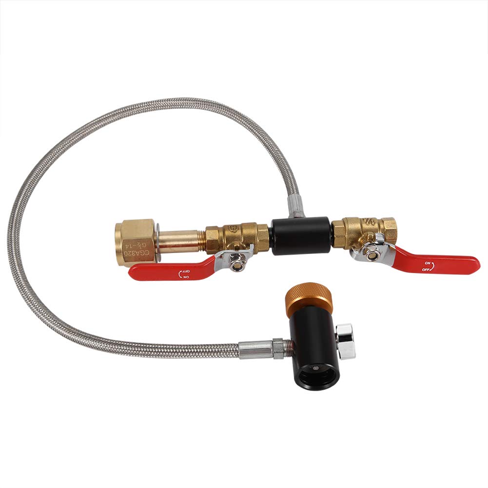Connettore di Ricarica CO2, Adattatore di Ricarica Bombola CO2 G1/2 Con Tubo Flessibile e 2 Valvole di Accensione/Spegnimento per il Riempimento del Serbatoio Sodastream(24 inch with Gauge)