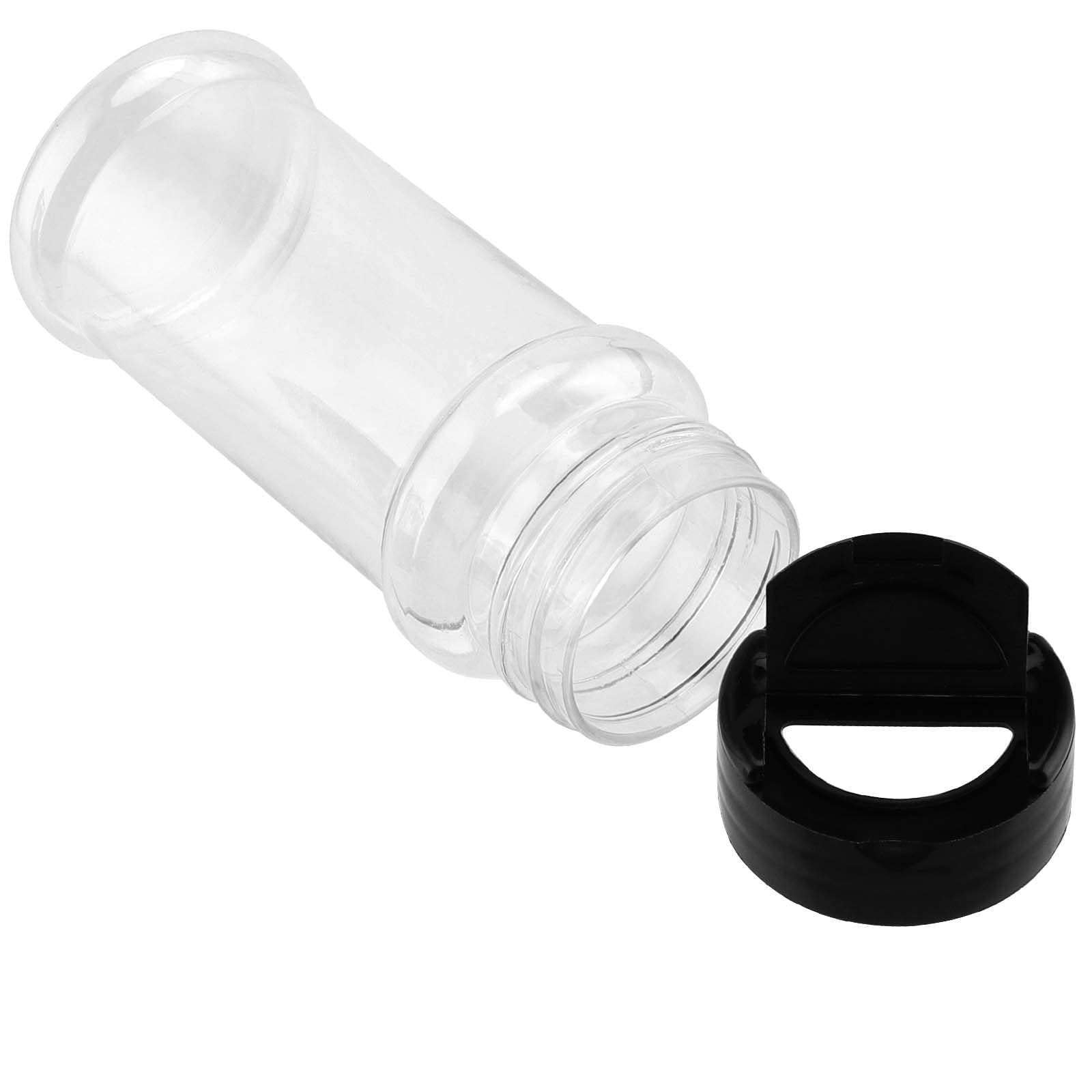 MUKLEI Lot de 60 pots à épices en plastique transparent avec couvercles noirs pour assaisonnement, pots à épices vides pour poivre