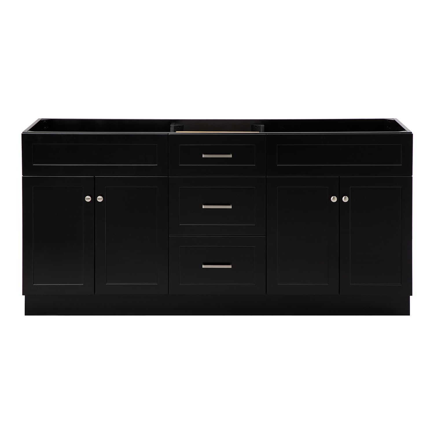 DKB Bradford 72-Inch Black Double Bathroom Vanity Base Cabinet