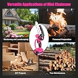 Mini Chainsaw Cordless 6 Inch, Handheld Chain Saw Battery Powered with 2*2.0AH Battery and 2 Super Chains, Small Chainsaw Electric with Auto Oiler System & Security Lock For Women, Yard Gardening Gift - Image 8