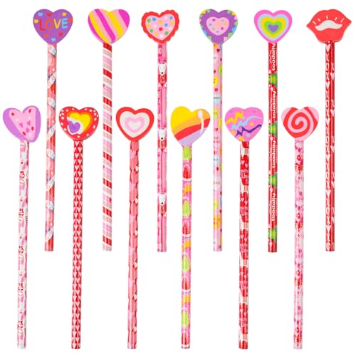 Lápices FOIMAS Pack 24 pcs San Valentín con borrador miniatura 1
