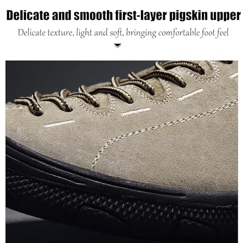 Men's Outdoor Suede Leather Lace Up Trekking Tactical Sneakers Casual Comfortable Anti-Collision wear-Resistant Low Top Hiking Sneakers Walking Work Shoes with Arch Support2